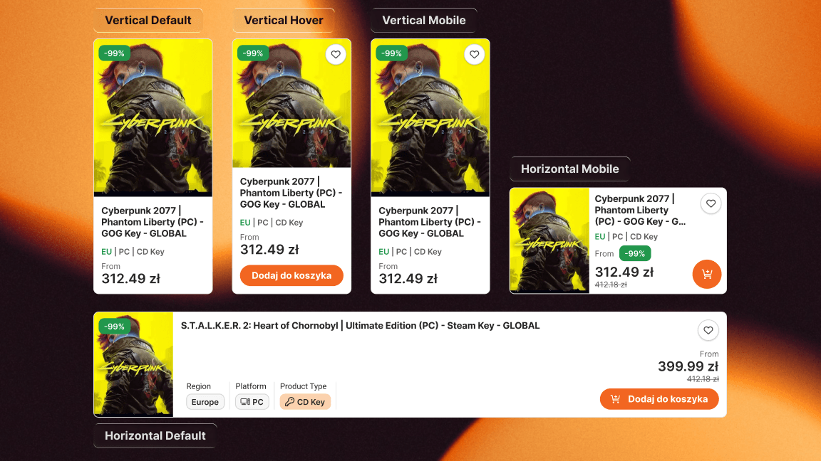 Product cards - Variants